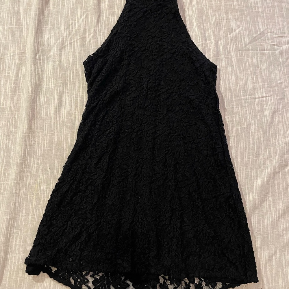 Women’s S Black Floral Lace Open Back Dress Whimsigoth Cocktail Romantic Witchy